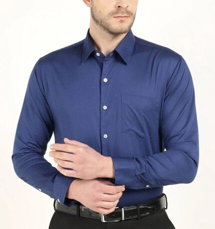 Men’s Navy Blue Micro Dot Slim Fit Formal Shirt