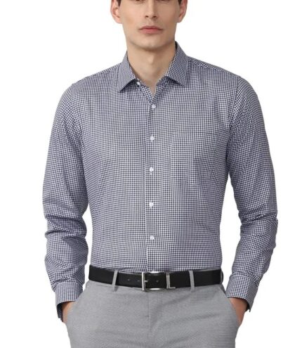 Men’s Black & White Micro Check Slim Fit Formal Shirt
