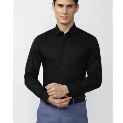Men’s Elegant Solid Black Slim Shirt