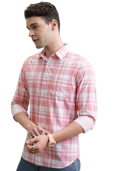 Men's Cotton Slim Fit Checks Shirt | Full Sleeves | Regular Collar | Casual Shirts for Men