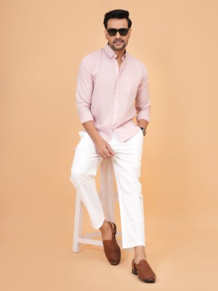 Mens Premium Textured Formal Shirt | Slim Fit | Full Sleeve | Button-Down Collar | Soft Cotton Blend | Office Wear | Casual and Party
