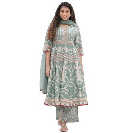 Women Cotton Printed Anarkali Suit Set
