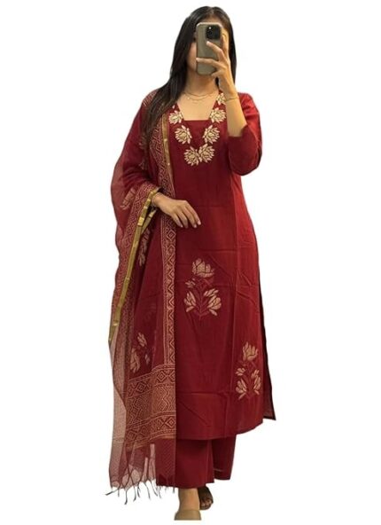Women's Rayon Viscose Straight fit Printed Embroidered Kurta